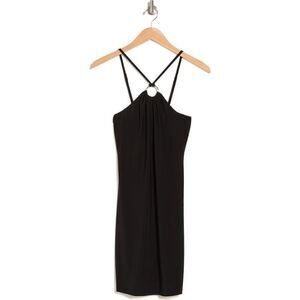 Bebe Halter Neck O-Ring Minidress New